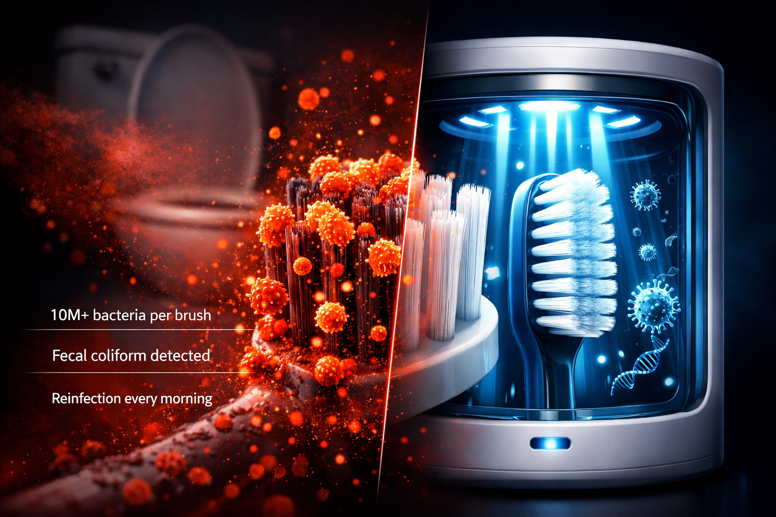 The threat — bacteria on toothbrush